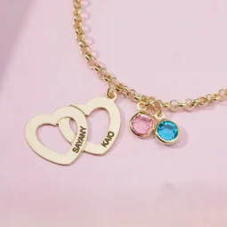 Colar Coraes com Nomes e Cristais - Um Amor que se Carrega no Peito - Banhado a prata