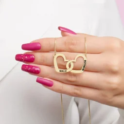 Colar Coraes entrelaados -personalizados -Banhado a Ouro