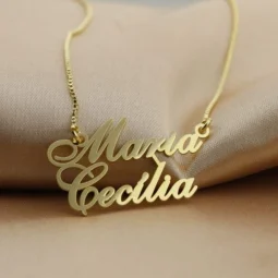 Colar de Nome Duplo - Banhado a Ouro