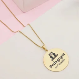 Colar Medalha de Profisso - personalizado - Banhado a ouro