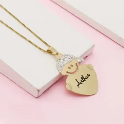 Colar Menino com Corao Personalizado - Semijoia Banhada a Ouro