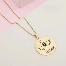Colar pegadas do anjinho- personalizado -Banhado a Ouro