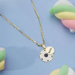 Colar Personalizado Bola de Futebol - Amor de Me, Torcida de Corao - Banhado a Ouro