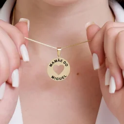 Colar personalizado com corao vazado - Banhado a Prata