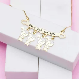 Colar Personalizado com Filhas - Semijoia Banhada a Ouro