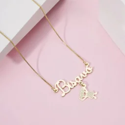 Colar Bisav com pingente de criana personalizada - Banhada a Prata