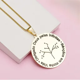 Colar plaquinha de F-  personalizado - Obrigado Deus pelas infinitas Benos em minha vida. ( Banhado a Ouro).