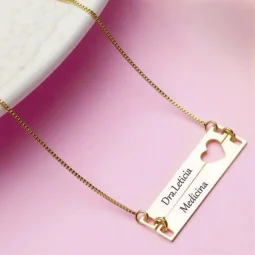 Colar Medicina - personalizado com nome - Banhado a Prata.