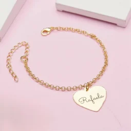 Pulseira de Corao- com nome personalizado- Banhado a Prata.