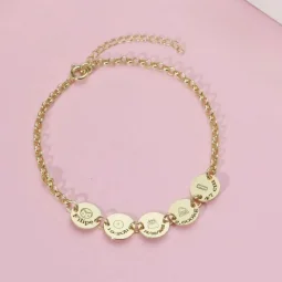 Pulseira com plaquinhas redondas personalizadas - Banhada a Prata.