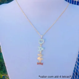 Colar nome personalizado com Letras - Banhado a Prata.