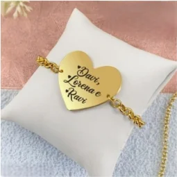 Pulseira corao personalizado- nome dos filhos - Banhado a Ouro.