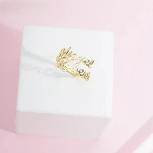 Anel nome personalizado - Banhado a Ouro