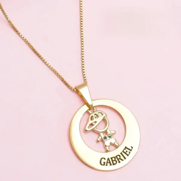 Colar Aro estilizado com filho no centro - personalizado - Banhado a Ouro