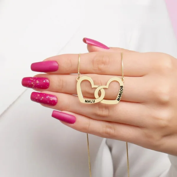 Colar Coraes entrelaados -personalizados -Banhado a Ouro