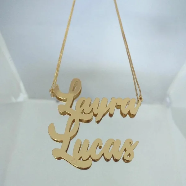 Colar de Nome Duplo - Banhado a Ouro