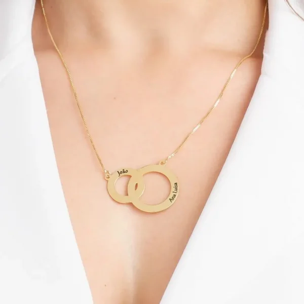 Colar Dois Elos- personalizado - Banhado a Prata