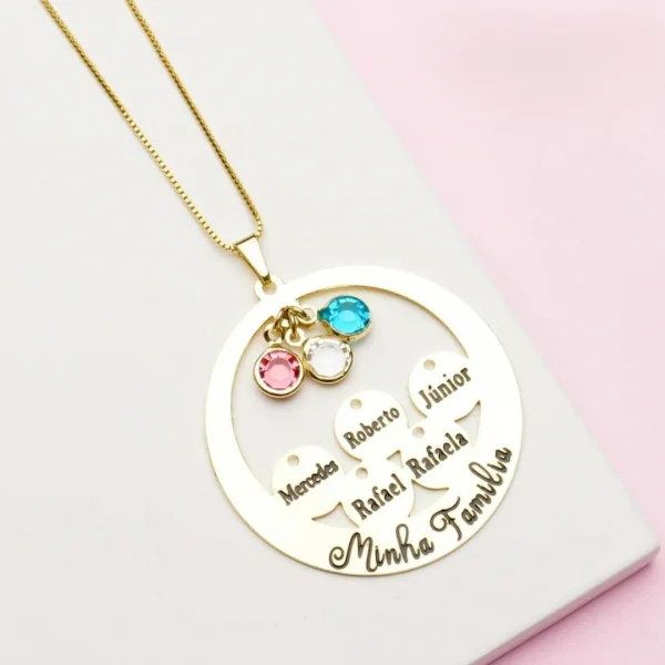 Colar esfera com 5 pequenos círculos personalizados -Banhado a Ouro