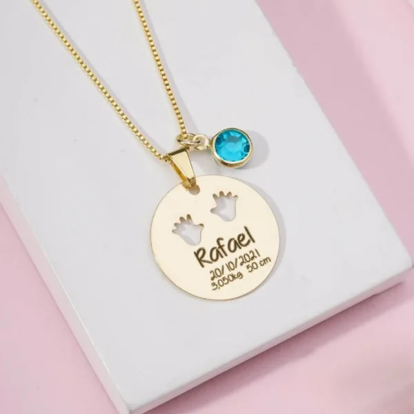 Colar mãozinhas no círculo -personalizado - Banhado a Ouro