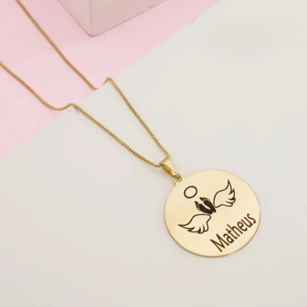 Colar pegadas do anjinho- personalizado -Banhado a Prata