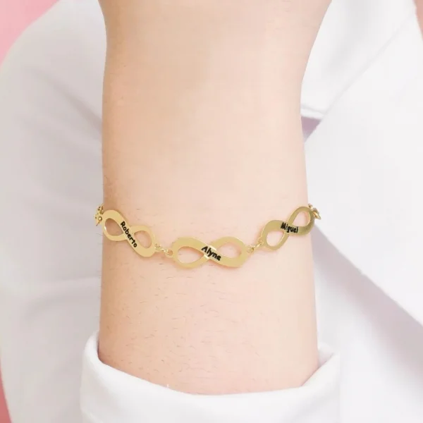 Pulseira Infinito Amor - personalizada - Banhada a Ouro