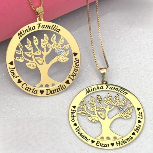 Colar minha Familia- com nomes personalizados - Banhado a Prata.