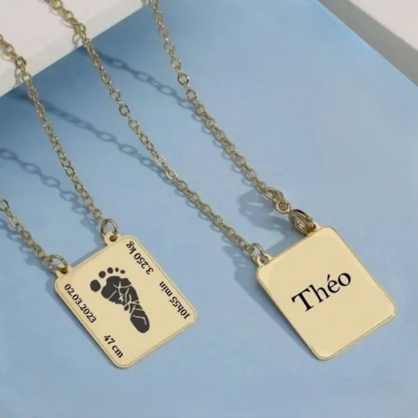 Colar Placa Personalizada com pezinho - Banhado a Ouro