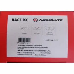 Óculos Absolute Race RX Preto Lente Cinza