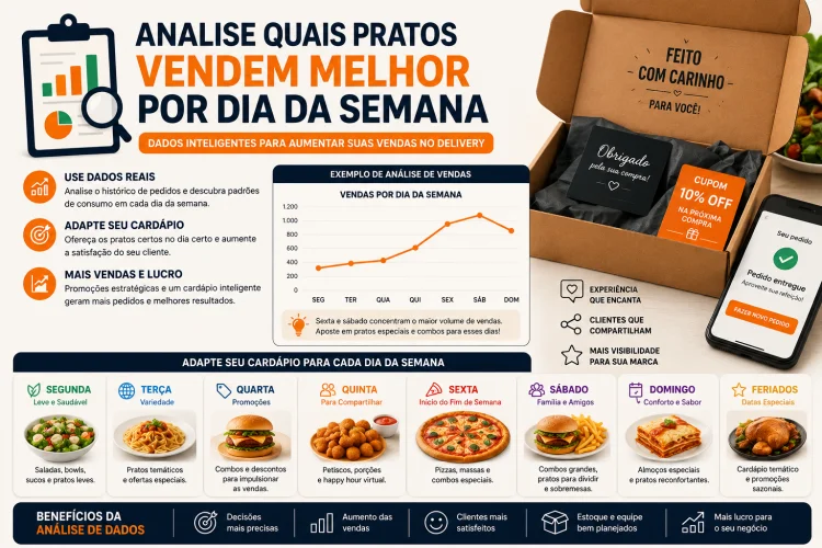 Maximize suas vendas por dia da semana no delivery: An�lise de pratos e adapta��o de card�pio para cada ocasi�o.