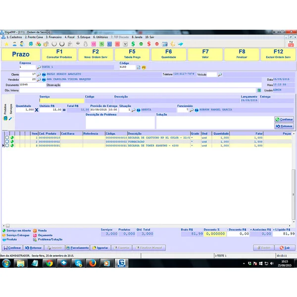 Giga ERF - Gerenciamento e Controle