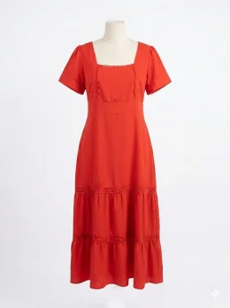 Decote Quadrado Estruturado modelo tr�s Marias Vermelho EXG.jpeg