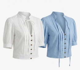 Cropped Am�lia em Viscose Texturizada com Babados e Bot�es.png