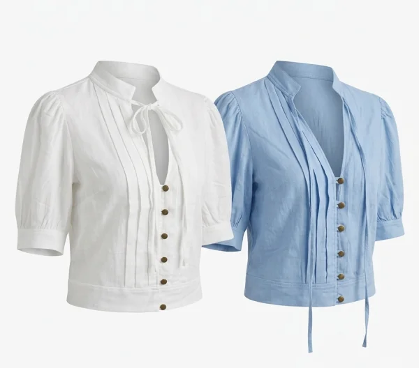 Cropped Am�lia em Viscose Texturizada com Babados e Bot�es.png