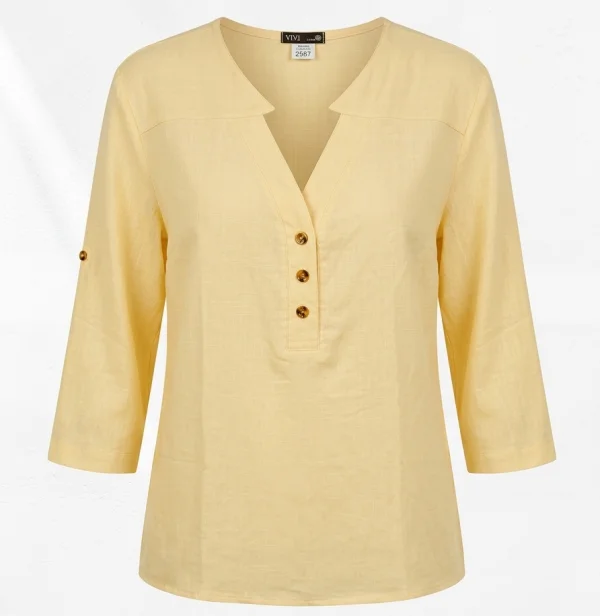 Blusa Feminina Linen Look com Bot�es.png