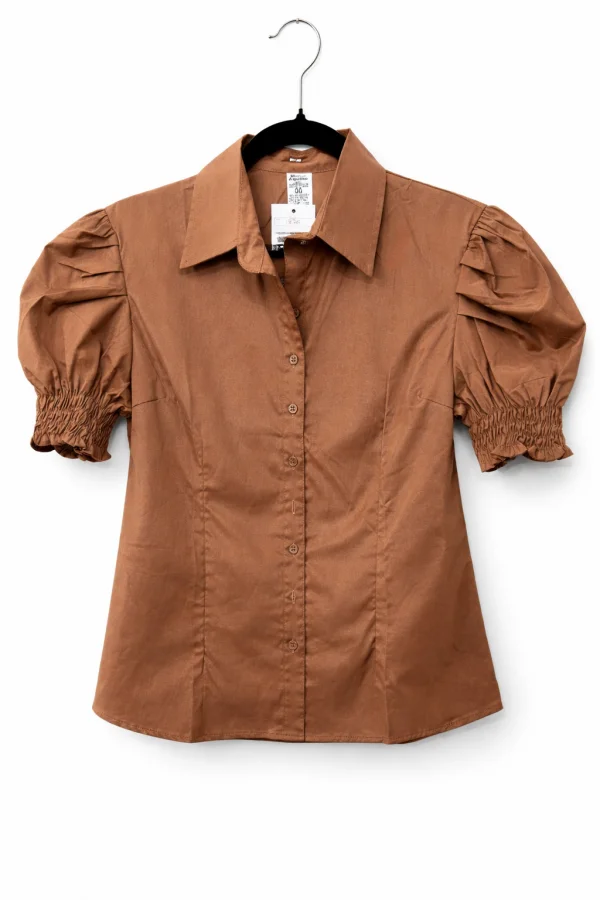 Blusa marrom de manga bufante.png