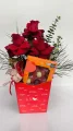Kit Namorados25 -  Box 3 Rosas + 1 Cx Chocolate 108g