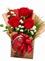 Box com 3 Rosas + 1 Chocolate com am�ndoas e Flocos crocante
