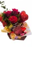 Box Com 3 Rosas + Pel�cia + Cart�o Tablete + Mini Bal�o