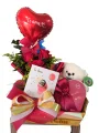 Cesta Rom�ntica Com Urso e chocolate