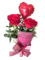 Box Rom�ntica com 2 Rosas + 1 Tablete Cart�o + 1 Bal�o