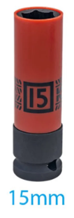 SOQUETE SEXTAVADO DE IMPACTO PARA RODAS LIGA LEVE 15mm - 1/2