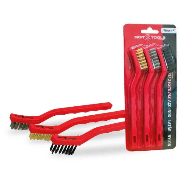 KIT 3 ESCOVAS: ACO INOX - LATAO - NYLON