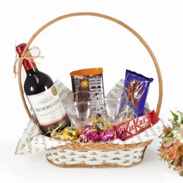 Cesta Vinho Chileno e Chocolates