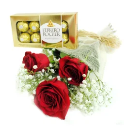 Trio de Rosas e Ferrero Rocher