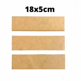 Chapa em MDF retangular 18x5cm 3mm para artesanato c/ 8 pcs