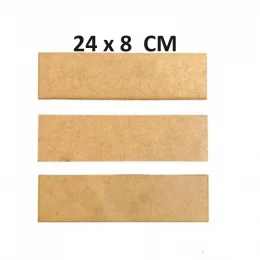 Chapa em MDF retangular 24X8cm MDF 3mm c/45 pcs artesanato
