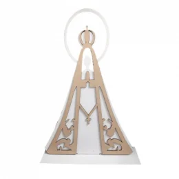 Enfeite de Mesa em MDF  Nossa Senhora Aparecida Arco Branco