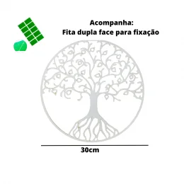 mandala 30 cm arvore frutos vida mdf 3mm branco