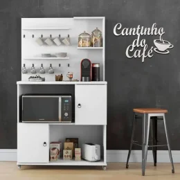 Placa Decorativa Cantinho do Caf Branco Trovarelli