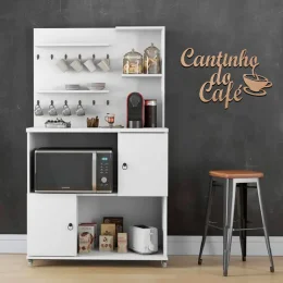 Placa Decorativa Cantinho do Caf MDF Natural